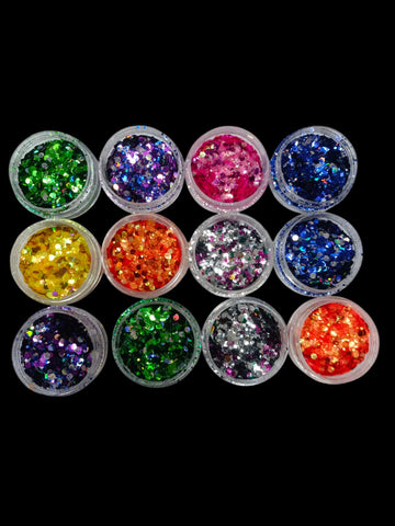 RESIN SEQUENCE GLITTER 7 GM SET OF 12 PCS