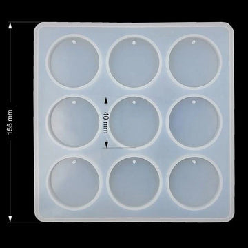 9 Cavity Round Pendant Jewellery & Keychain Mould URP247-RM