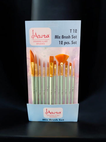 T 12 MIX BRUSH SET 12 PCS SET
