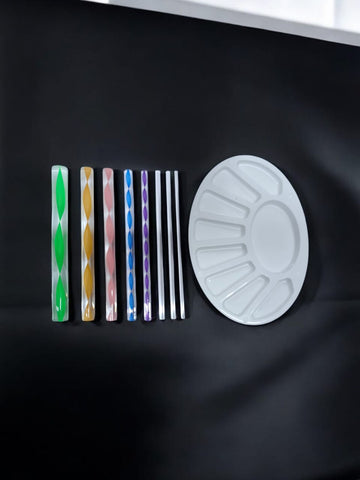 Plastic Color Palette- 11 Wells + 8pc Mandala Art Tools Dot Painting Tool Sticks
