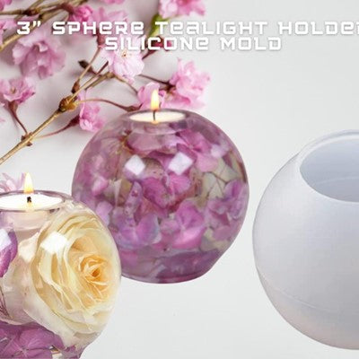 3" SPHERE TEA LIGHT HOLDER SILICONE MOLD URP222-RM