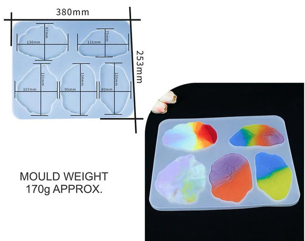 5 Cavity Agate Coaster Mould URP067