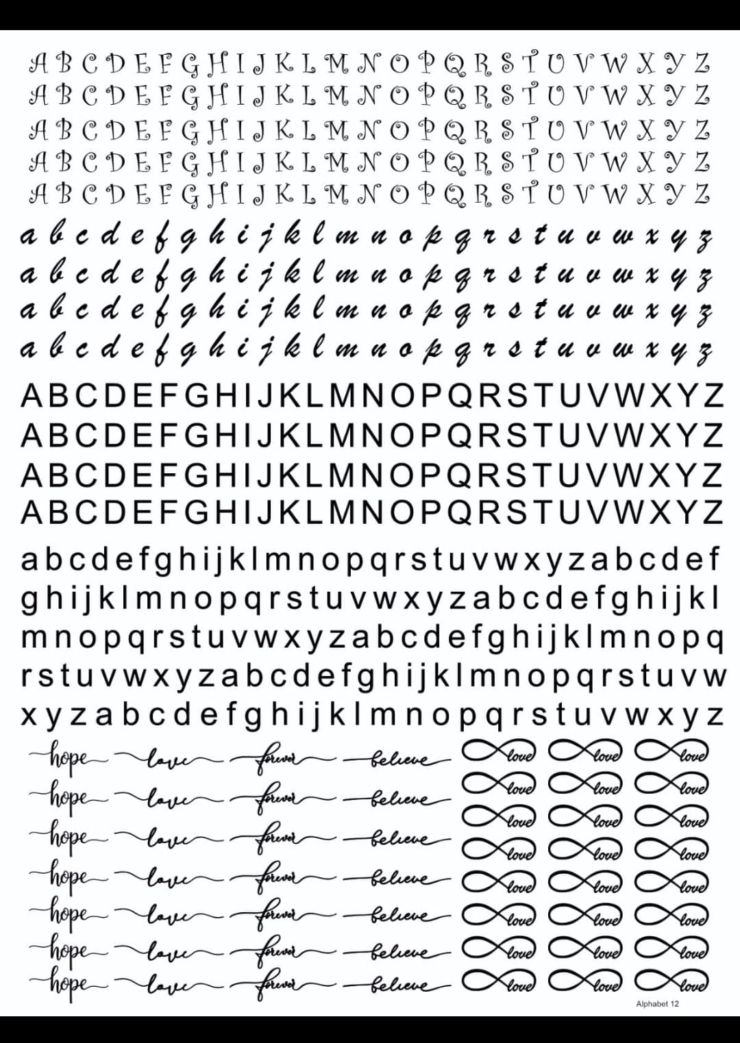 RESIN SHEET ALPHABET 12
