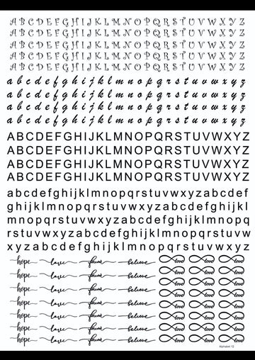 RESIN SHEET ALPHABET 12