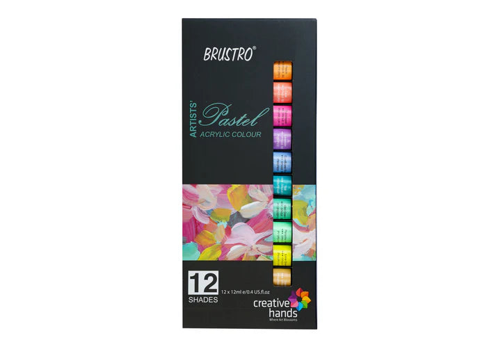 BRUSTRO Artists ’ Acrylic Pastel Colour Set of 12 Colours X 12ML Tubes