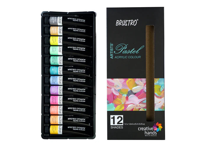 BRUSTRO Artists ’ Acrylic Pastel Colour Set of 12 Colours X 12ML Tubes