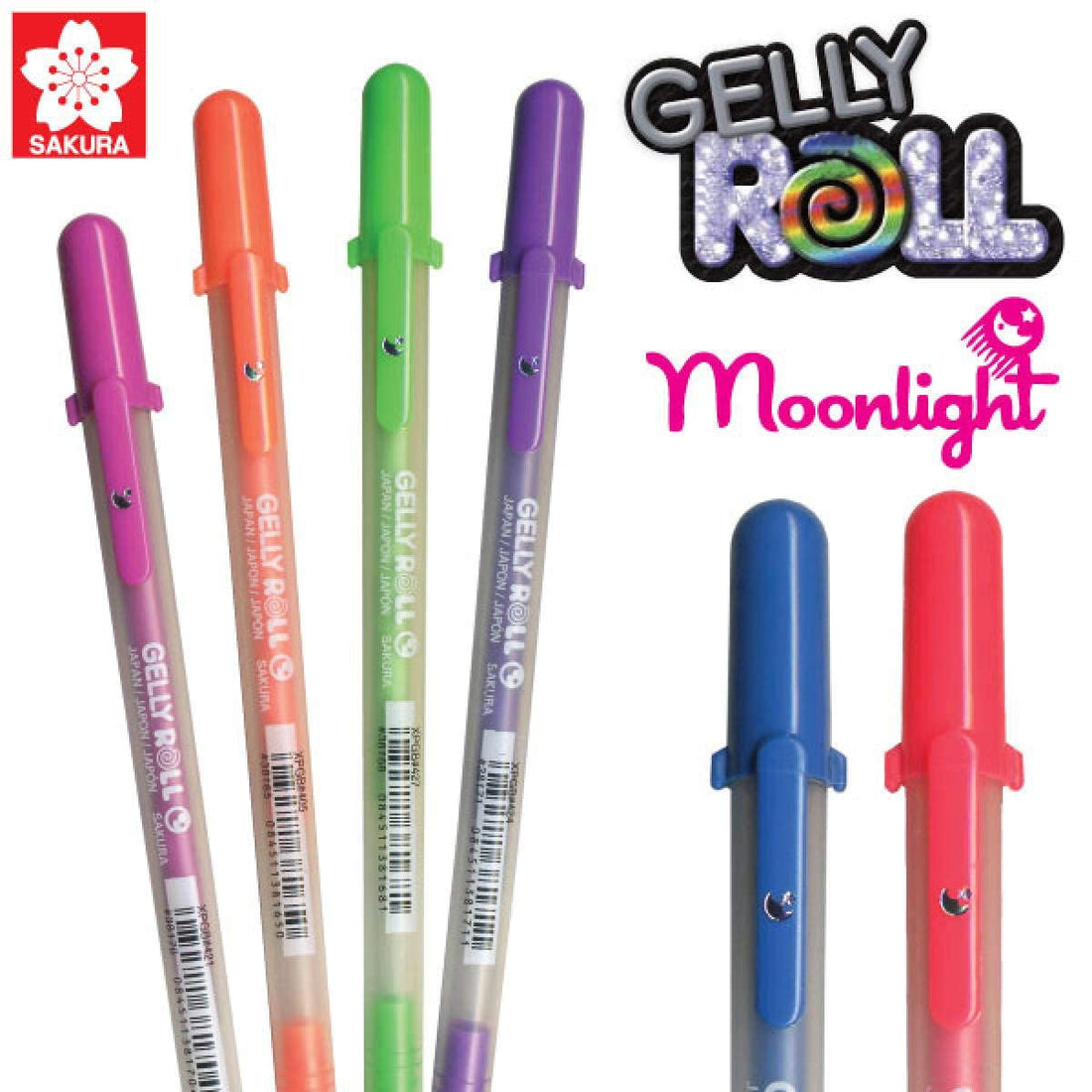 SAKURA GELLYROLL MOONLIGHT GEL INK ROLLERBALL PEN, SET OF 11 ASSORTED COLORS + 1 EXTRA WHITE