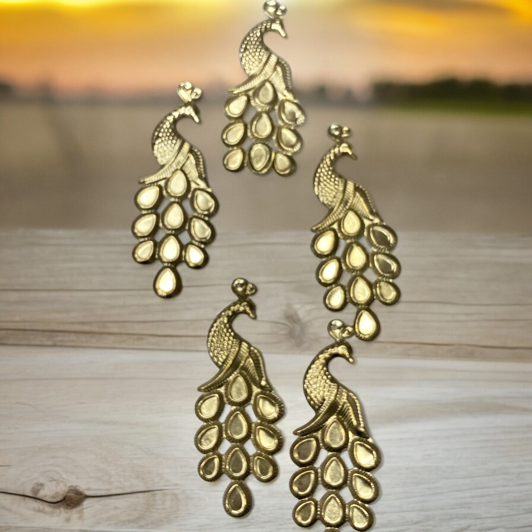 Metal Charms Peacock set of 5