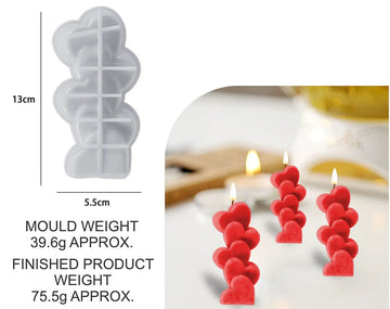 5 LOVE HEART CANDLE MOULD SM0592