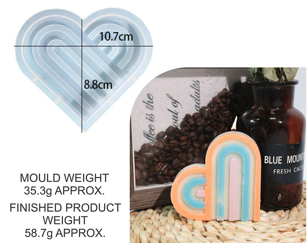 RAINBOW STRIPED LOVE CANDLE (SMALL SIZE) MOULD SM0594
