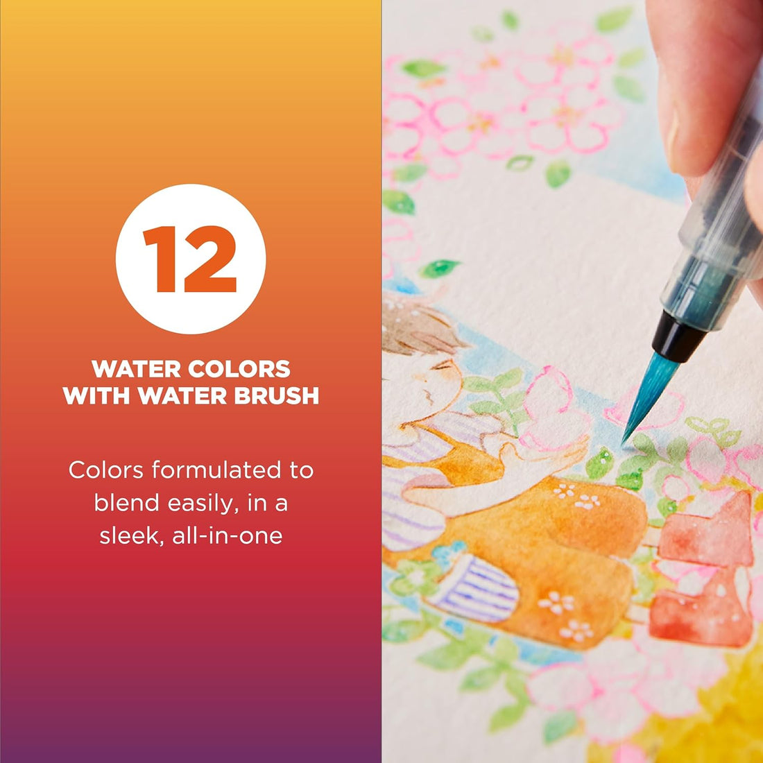 SAKURA KOI ARTISTS' WATERCOLOR PAN TRAVEL SET, SET OF 12 ASSORTED COLORS