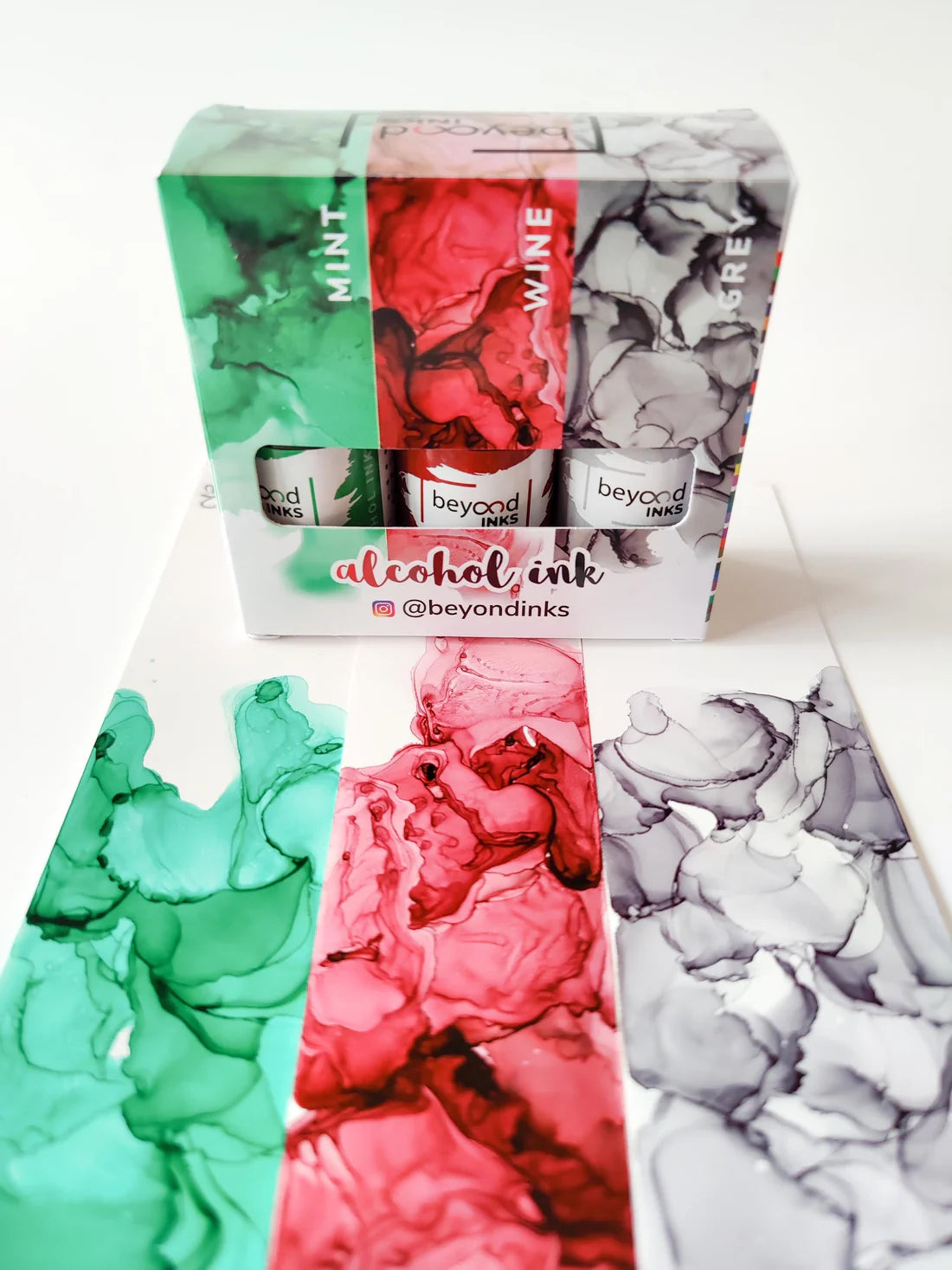 Alcohol Ink Pack #9 (Keto Version) - Mint, Wine & Grey